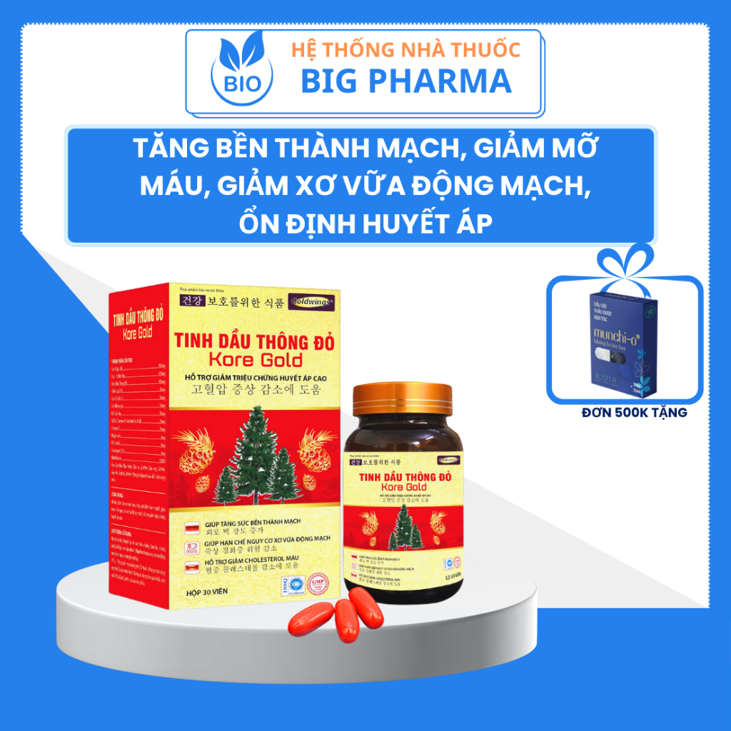 Tinh Dầu Thông Đỏ koregold, ổn định huyết áp, tim mạch, chống xơ vữa động mạch , giảm mỡ máu