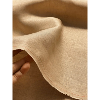 Vải linen tưng bố premium chính phẩm dày 200gsm, đã wash, be nâu, khổ 1m37