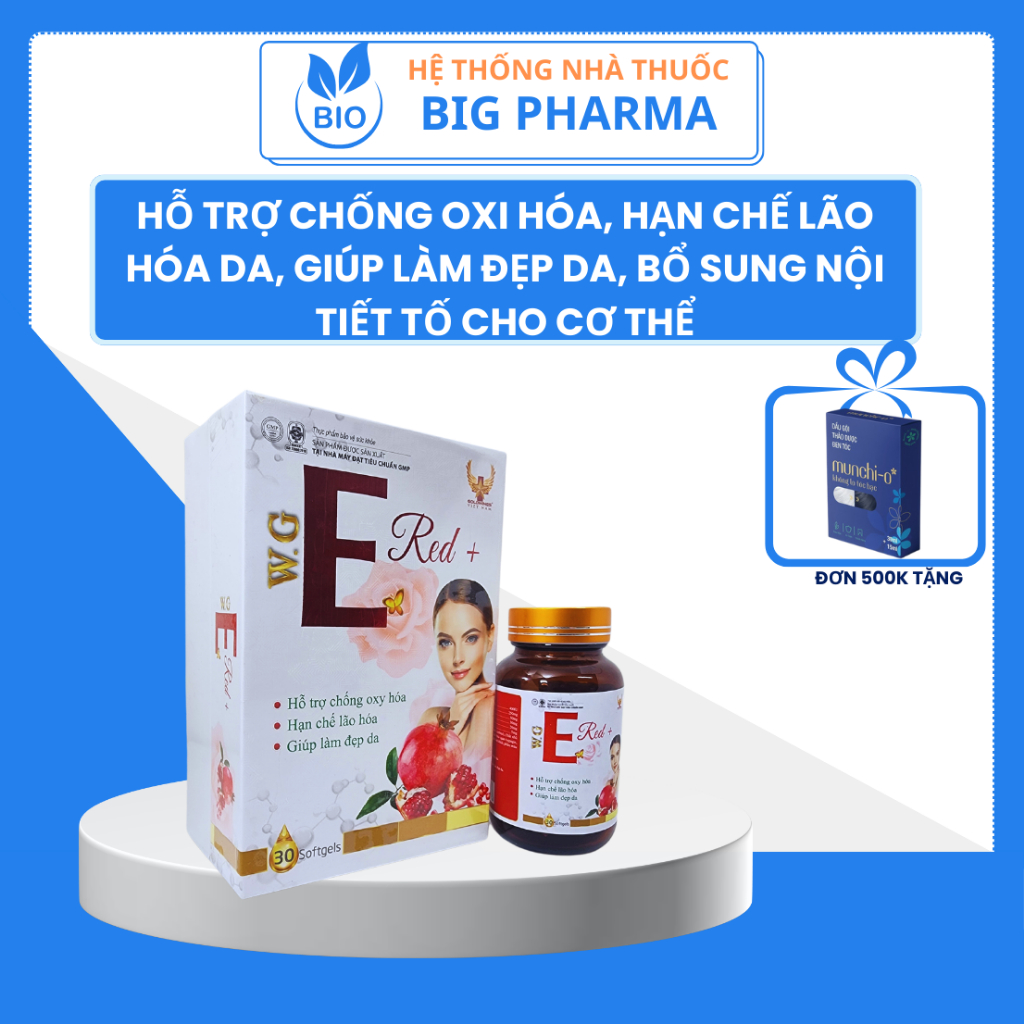 E Red_Viên Uống Bổ Sung Vitamin E Đỏ Chính Hãng ( lọ 30 viên) Giúp Làm Đẹp Da , Hỗ Trợ Chống Oxi Hoá Lão Hoá Da