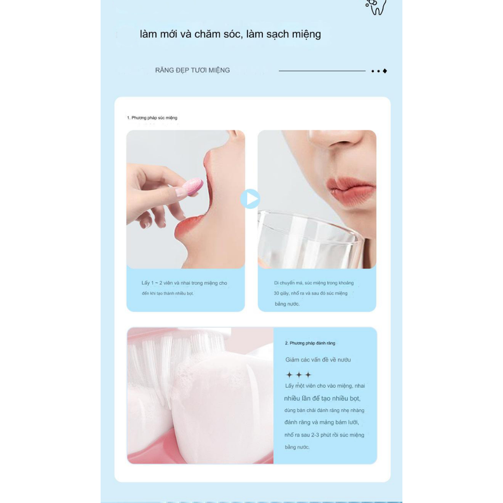 Viên kem đánh răng HAPIKO MAIGOOLE - Kem đánh răng dạng viên sủi bọt MAIGOOLE làm sạch, thơm miệng nhanh chóng hiệu quả