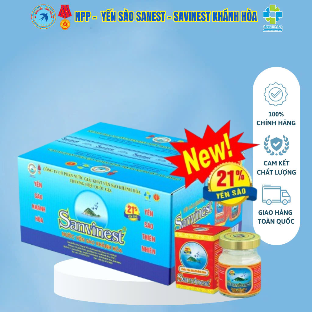 [Thùng 60 Lọ] Nước Yến Sào Sanvinest Khánh Hòa Đóng Lọ 70ml | Yến Sào Sanest Khánh Hòa- NPP