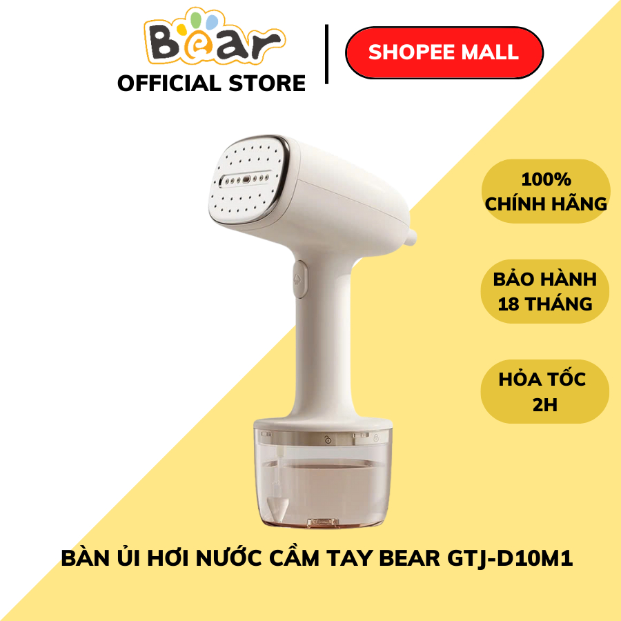 Bàn Ủi Hơi Nước Cầm Tay Bear GTJ-D10M1, 1400W, 260ml Tháo Rời, Làm Nóng Nhanh, Bảo Hành 18 Tháng