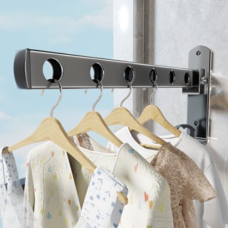 Giá treo quần áo gắn tường HABO Thanh phơi quần áo gấp gọn 90 độ sào phơi đồ dán tường không cần khoan bằng thép carbon