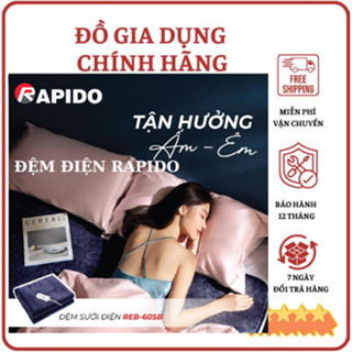 [ Hoả Tốc ]Chăn đệm điện Rapido REB-60SB/REB-60SG chính hãng, Công Suất 12-60w Tiết Kiệm, An Toàn, Bảo Hành Chính Hãng
