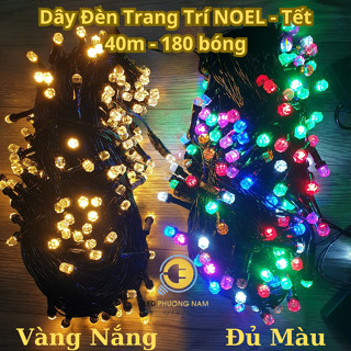 DÂY ĐÈN LED CHỚP TRANG TRÍ NOEL, TẾT ( 40M - 180 Bóng ) Lục Giác, Q8 Chống Nước Ngoài Trời