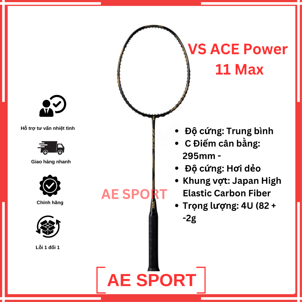 Vợt Cầu Lông VS ACE Power 11 Max - Trắng Xanh Chính Hãng
