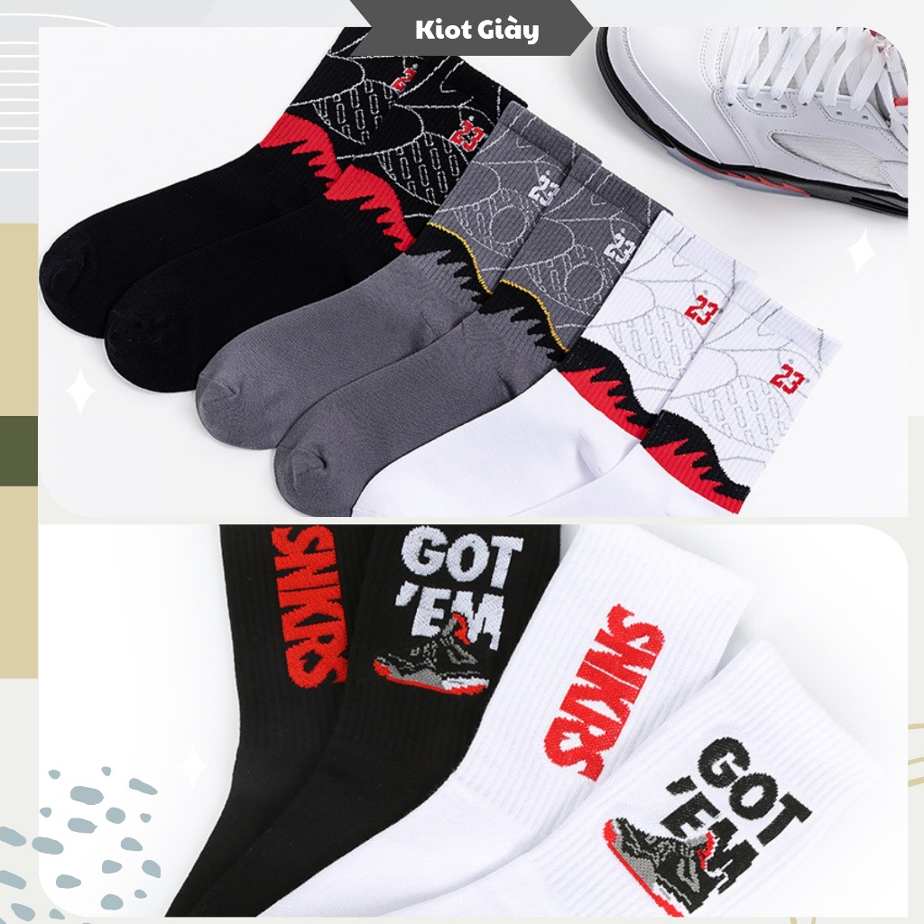 Tất Jordan cao cổ - Tất vớ AJ 4 5 cổ cao thể thao bóng rổ nam nữ