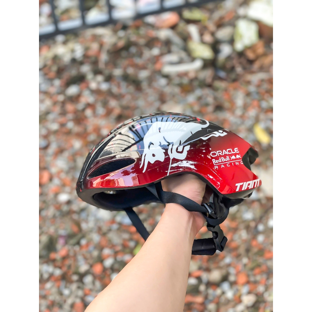 ( Kèm túi đựng nón và hộp ) Nón xe đạp thể thao Tiant D03 màu Red Bull Oracle chính hãng