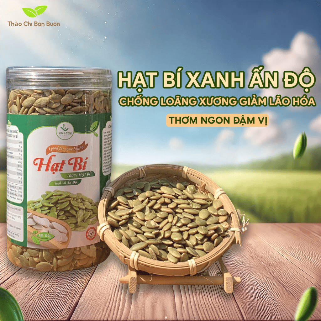 Hạt Bí Xanh Ấn Độ - Hộp 500g Giàu Dinh Dưỡng, Chống Loãng Xương, Giảm Lão Hóa Nguyên Chất 100%