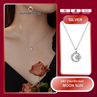 Vòng cổ bạc Ý 925 mạ vàng cao cấp Duyson Silver, Dây chuyền nữ bạc 925 mặt tròn đính đá DCXK35