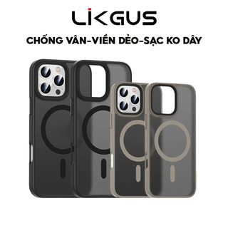  ỐP Likgus Lưng Nhám Hỗ Trợ Sạc Nam Châm Từ Tính cho IPhone 11-12-13-14-15-Plus-Pro-Promax - Lưng Chống Vân - Viền Màu 