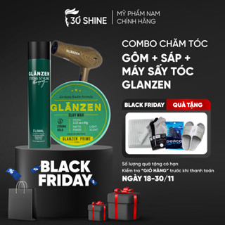Combo sáp Glanzen Floral và Gôm Glanzen Floral + Máy sấy Glanzen vân gỗ Giữ nếp lâu Lưu hương sâu
