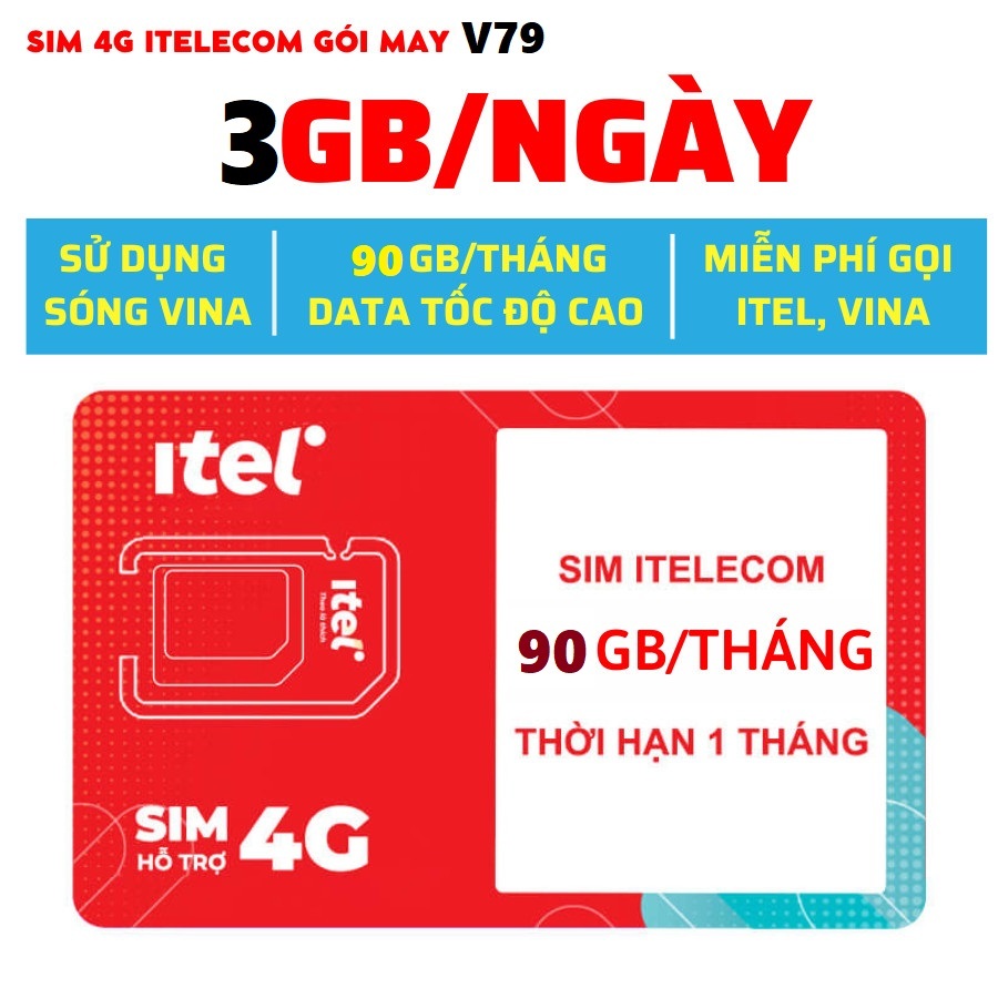 SIM 4G ITELECOM ( Dùng sóng Vina ) Miễn phí gói cước nghe gọi vào mạng siêu rẻ - SIm Chính Chủ
