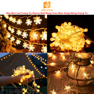 Dây Đèn Led Trang Trí Cherry Ball Bóng Tròn Màu Vàng Nắng Trang Trí Phòng Ngủ, Quán Cà Phê Lung Linh