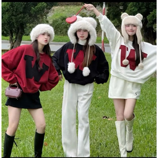 Áo Nỉ Sweater Thêu Chữ W , Áo Nỉ Cổ Tròn Dáng Rộng Unisex