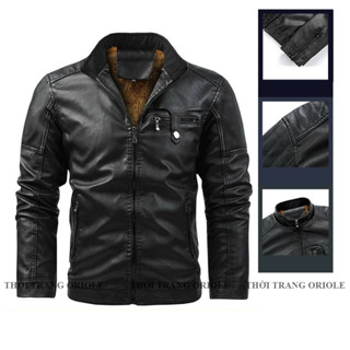 Áo Khoác Da Nam Oriole - Áo Khoác Nam Cao Cấp - Áo Khoác Cho Nam - Áo Khoác Cổ Bẻ Lót Lông Cao Cấp (Big Size)