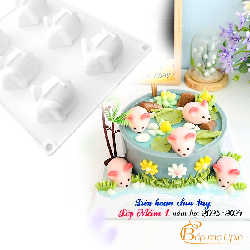 Khuôn silicon vỉ 6 khuôn con chuột khuôn chuột