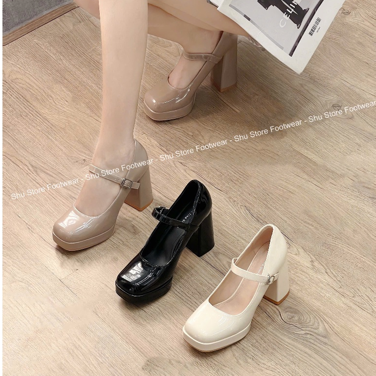 Giày nữ Shu Store, giày MARY JANE mũi tròn gót vuông khoá gài mang tôn dáng cao 9P