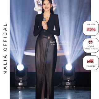  NALIA MELDA - Set áo thun chân váy da mặt lì bắt chéo tag bất kì 