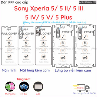  Dán PPF Sony Xperia 5  5+  5 plus   Sony 5 II   5 III   Sony 5 IV  5 V cho màn hình mặt lưng full viền loại trong,nhám 