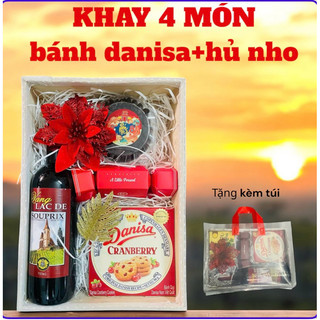 khay quà Tết 4 món danisa hộp giấy kèm túi xách