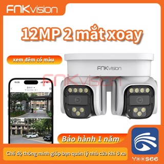 Camera Fnkvision Wi-Fi 2 mắt xoay Yoosee 12MP Xem đêm đủ màu Quan sát 360 độ Bảo hành 1 năm