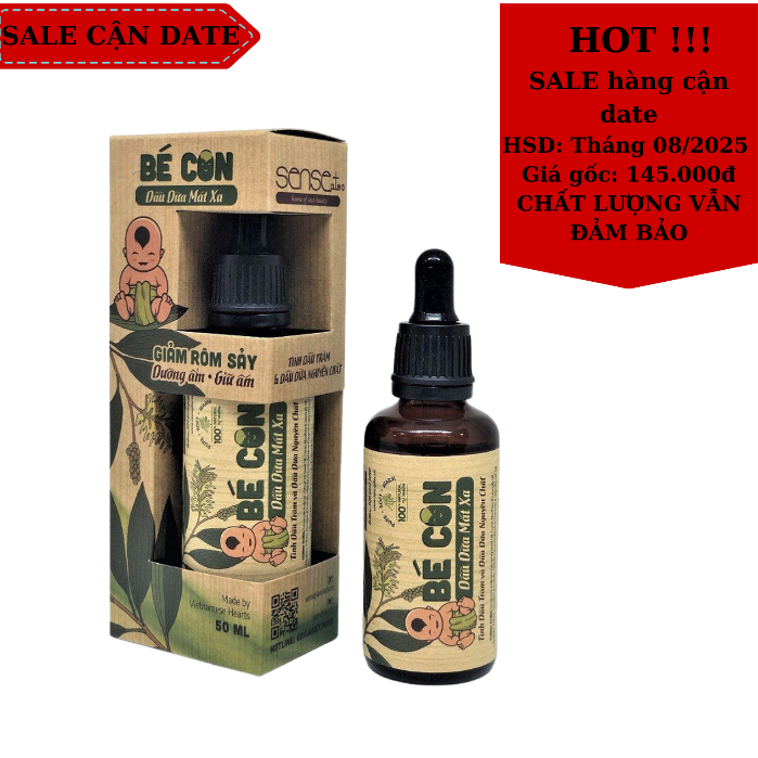 DẦU DỪA MÁT XA BÉ CON SENSE PLUS 50ml (SALES HÀNG CẬN DATE THÁNG 08/2025)