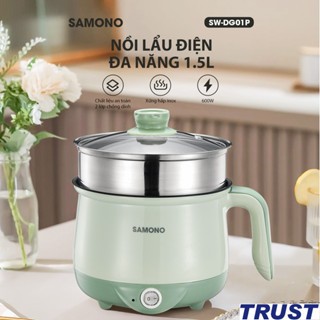 Nồi Điện Đa Năng Dung Tích 1.5L Samono SW-DG01P Phủ 2 Lớp Chống Dính, Công Suất 600W, Kèm Xửng Hấp