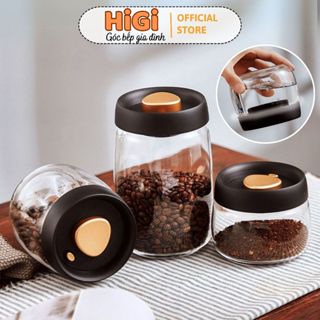 Hũ Thuỷ Tinh Có Nắp Hút Chân Không Kín Khí Lưu Trữ Thực Phẩm, Gia Vị Nhà Bếp An Toàn Chống Ẩm Mốc