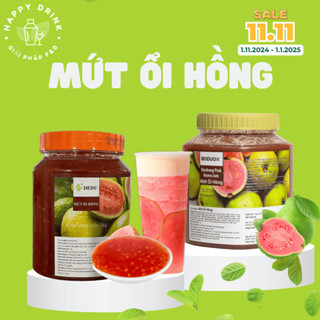 Mứt ổi hồng BODUO hộp 1kg, 50% thịt quả tự nhiên dùng pha trà hoa quả, trà ổi hồng