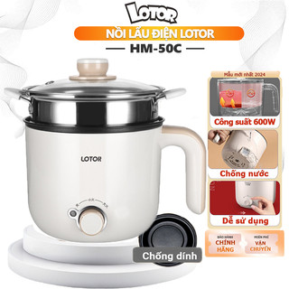 Nồi Lẩu Điện Lotor Mini Có Kèm Nắp Hấp chất liệu chống dính cao cấp, tốc độ sôi nhanh BH 12 Tháng