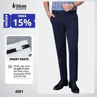 Quần âu nam Vulcano màu đen, màu xanh navy cạp chun cao cấp, co giãn thoải mái 4001