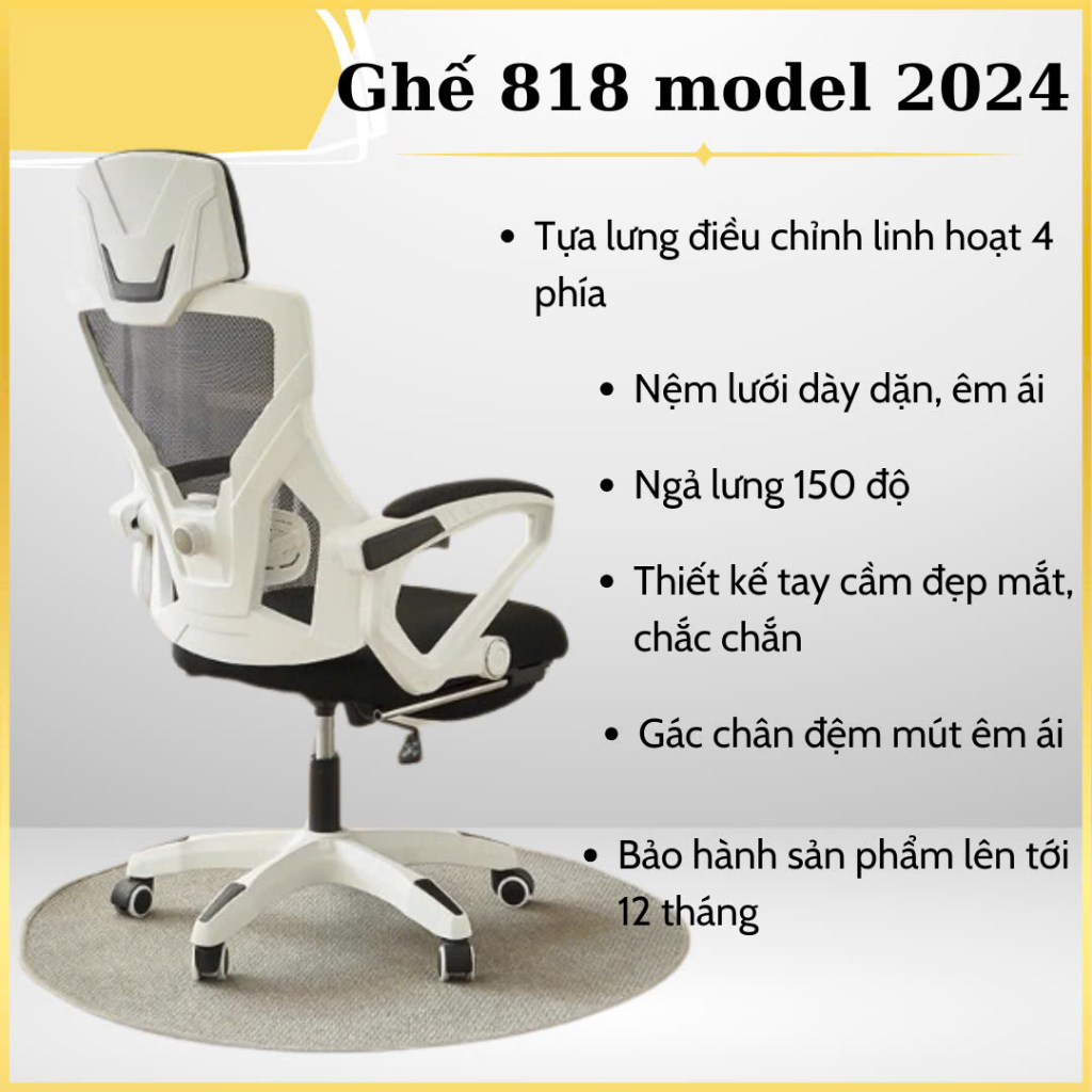 Ghế Xoay Văn Phòng 2 in 1,ghế công thái học, ghế game Tựa Đầu 3D, Lưng ghế có thể ngả 135° | BigBuy360 - bigbuy360.vn