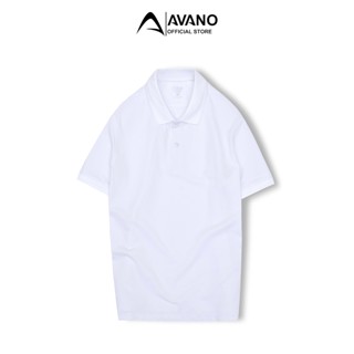 Áo polo nam trắng AVANO vải Cotton mắt chim không xù mềm mịn thoáng mát dáng Slimfit trẻ trung PL01