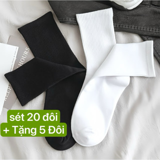 [Sét 20 + tặng 5] đôi Tất lỡ Cổ cao Nam Nữ  Phong Cách Vintage Hàn Tất Nam Nữ Đẹp Cotton thời trang