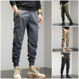 Quần Jogger Kaki,Chất Vải Kaki Mịn,Thiết Kế Dây Kéo Gối,Thời Trang Unisex