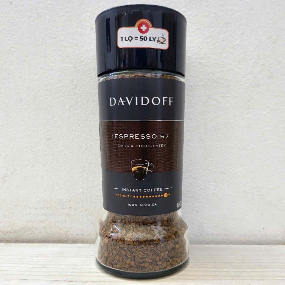 DAVIDOFF (Lọ ESPRESSO 100gr) CÀ PHÊ ĐỨC HÒA TAN ARABICA NGUYÊN CHẤT Espresso 57 Dark & Chocolatey In