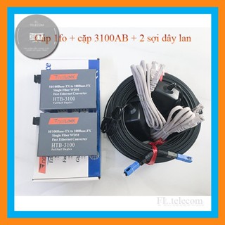 Cặp converter 3100AB + 100m cáp bấm sẵn 2 đầu + 2 dây lan
