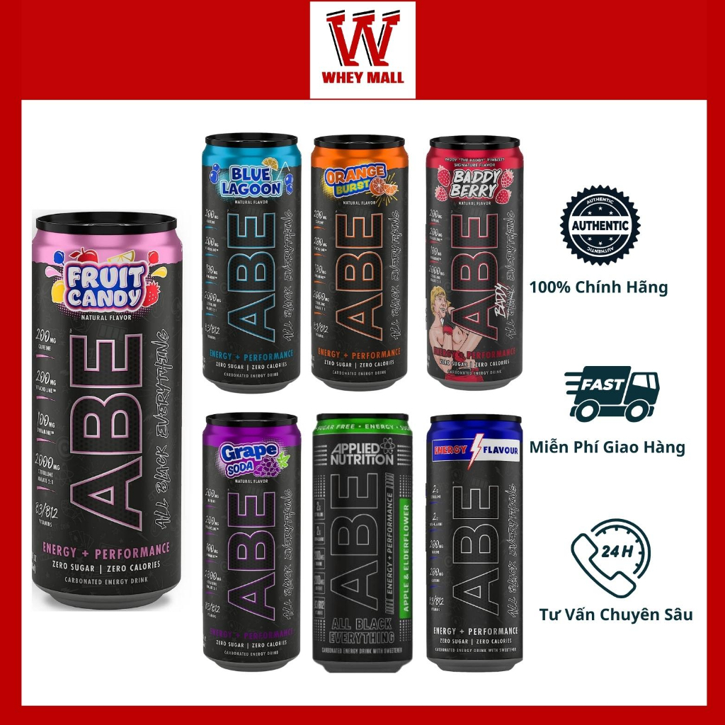 Abe Pre workout Dạng Lon (1 lon x 330ml) - Abe lon - Abe Nước Uống Tăng Lực Hỗ Trợ Tăng Sức Mạnh Năn