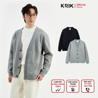 Áo Khoác Cardigan Nam KRIK Chất Liệu Nỉ Cao Cấp Form Regular Thiết Kế Cổ V Sâu Tạo Điểm Nhấn AK5127
