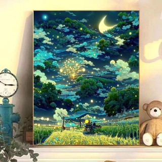 Bộ tranh đính đá phong cảnh KHÔNG KHUNG tự làm rèn luyện tính kiên trì, Bộ tranh gắn đá 5D DIY nhiều mẫu