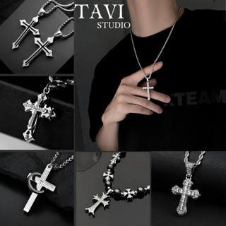 Vòng Cổ Nam Thép Titan Kèm Mặt Dây Chuyền Hình Chữ Thập Thánh Giá Màu Bạc Phụ Kiện Trang Trang Sức Cá Tính Tavi Studio
