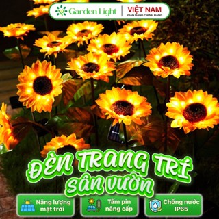 Đèn Trang Trí Năng Lượng Mặt Trời 3 Hoa Hướng Dương, Không Cần Nối Dây, Tự Động Sáng - DA3033