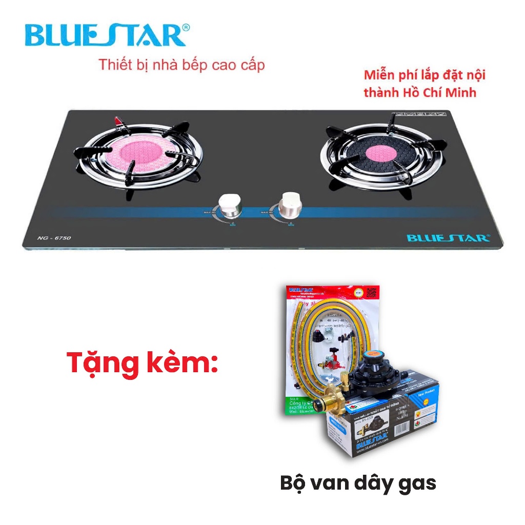Bếp ga âm hồng ngoại BlueStar NG-6750C, đánh lửa IC, kính cường lực, tiết kiệm gas 30%-hàng chính hã