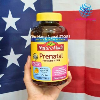 Prenatal Folic Acid + DHA 150 viên của Nature Made Mỹ.