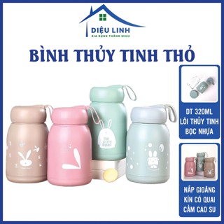  Bình Nước Lõi Thủy Tinh Bọc Nhựa 320ml Bình Nước Trẻ Em - Chai Vỏ Nhựa Lõi Thủy Tinh Dieulinhshop 