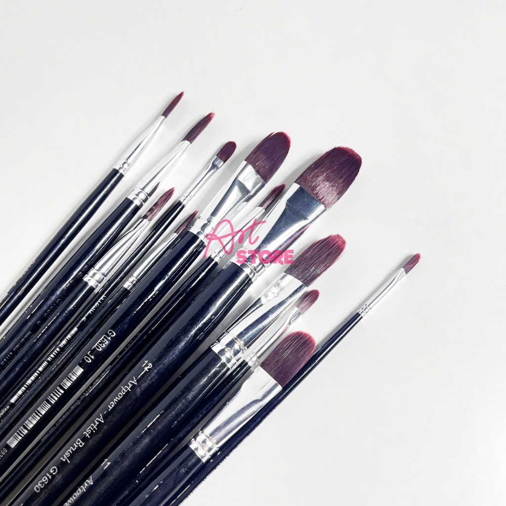 [Art Store] Full Size Cọ Vẽ Màu Nước, Cọ Vẽ Màu Acrylic Lông Tím Đầu Oval Artpower G1630