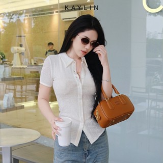 Áo thun KAYLIN form Polo tay ngắn chất vải thun len lưới mỏng nhẹ phong cách - N2360