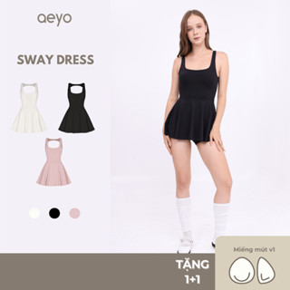 aeyo | Váy tập pickleball tennis nữ liền thân, co giãn, kèm mút rời, hở lưng, có quần bảo hộ SWAY