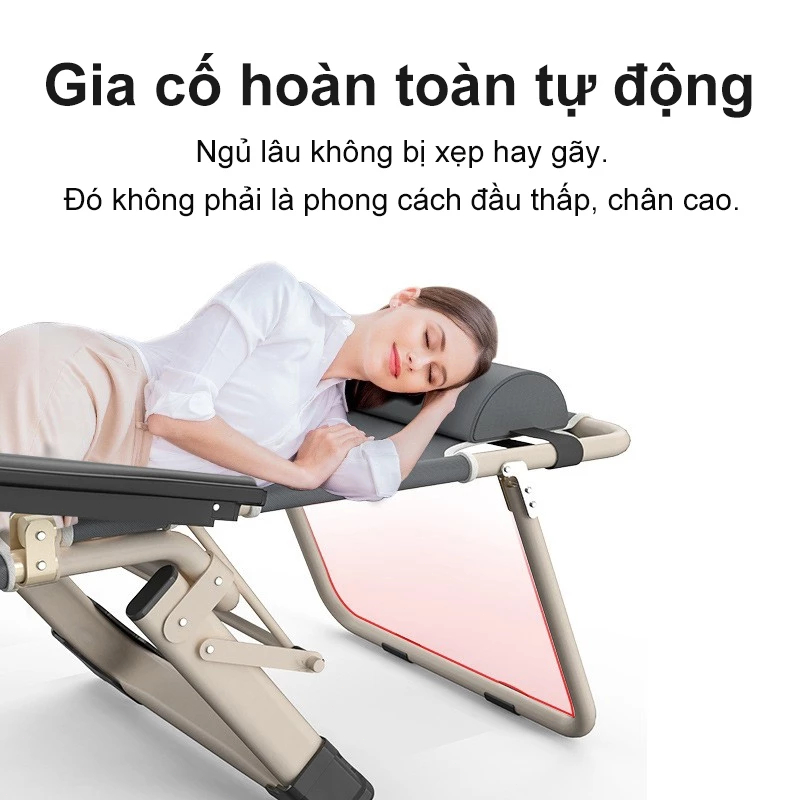 Ghế Thư Giãn Gấp Gọn Kèm Nệm Cao Cấp Và Gối Khung Giường Hợp Kim Cao Cấp Chịu Tại 200KG | BigBuy360 - bigbuy360.vn
